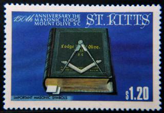 Selo 150 anos Loja Monte das Oliveiras - St. Kitts