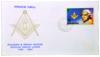 Envelope com selo em Homenagem ao Maçom Prince Hall - Barbados