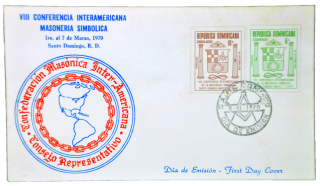 Envelope da  VIII Conferência Interamericana da Maçonaria Simbólica - República Dominicana