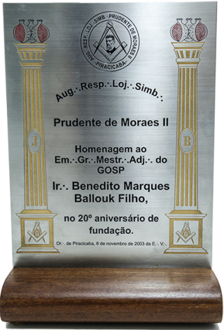 Placa da Loja Manica Prudente de Moraes II